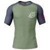 Konohagakure Jounin Uniform Naruto Rashguards Short Sleeve FRONT Mockup - Naruto Merch Shop