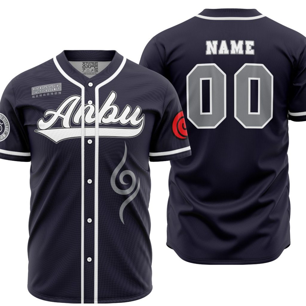 Personalized Anbu Kakashi Naruto AOP Baseball Jersey MAIN Mockup - Naruto Merch Shop