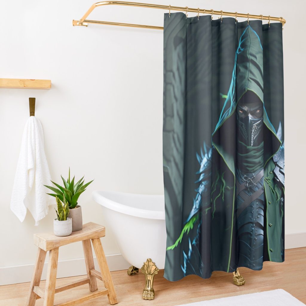 Anime Naruto Characters (Kakuzu) With Elden Ring Aesthetic Shower Curtain Official Naruto Merch