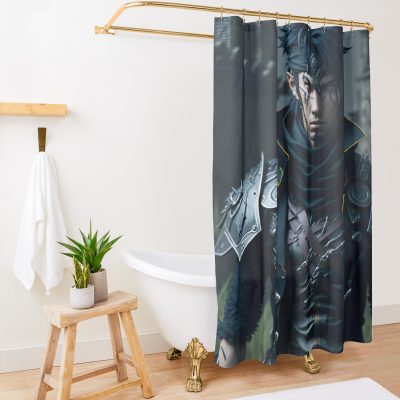 Anime Naruto Characters (Konohamaru) With Elden Ring Aesthetic Shower Curtain Official Naruto Merch