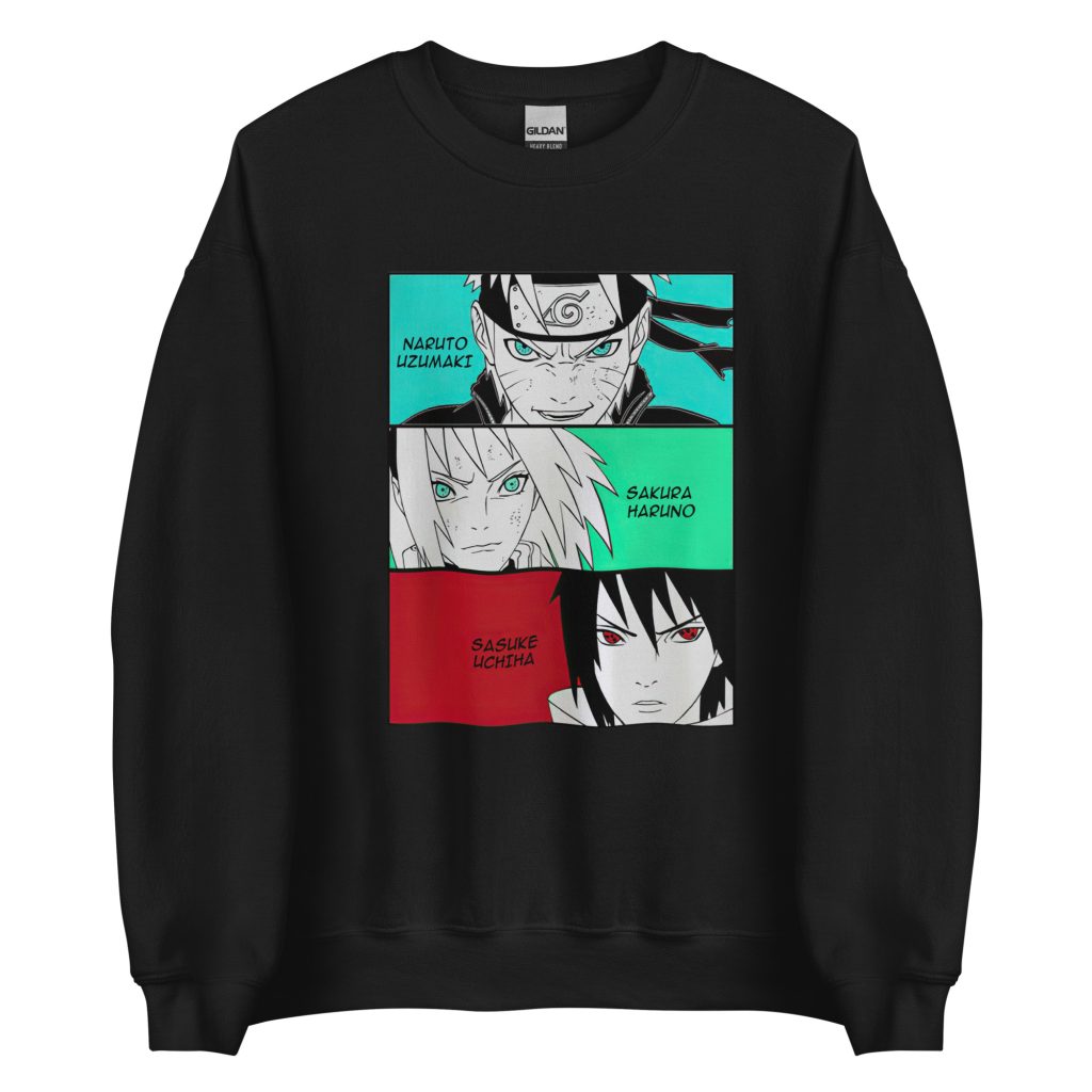 unisex crew neck sweatshirt black front 63a17ded3de57 - Naruto Merch Shop