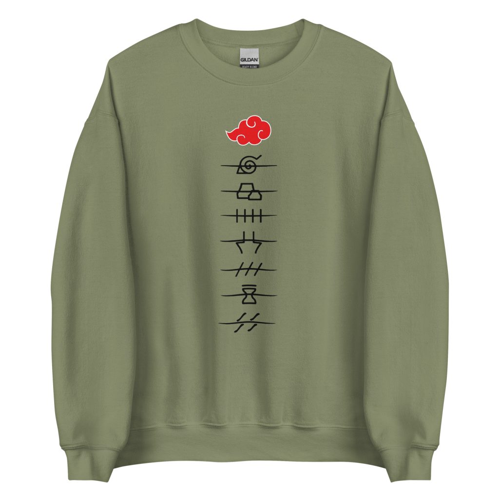 unisex crew neck sweatshirt military green front 63919c507d947 - Naruto Merch Shop